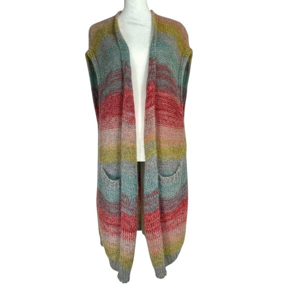 Anthropologie Moth Rinda Knit Mohair Ombré Rainbow Longline Duster Cardigan XS-M - Picture 16 of 16